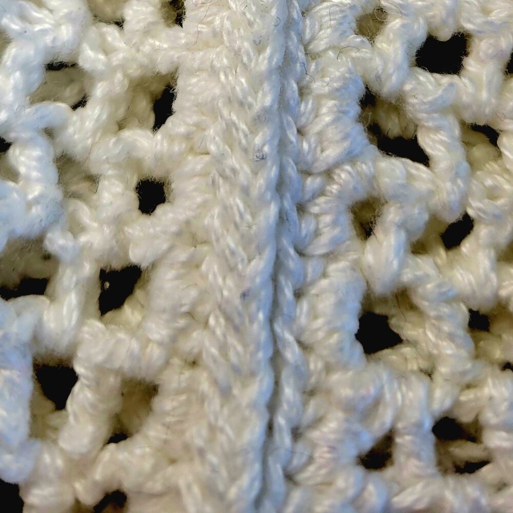 Hand crocheted cotton mesh tank top
